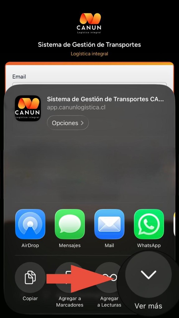 Paso 3: Ver más en hoja de compartir